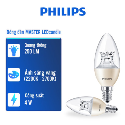 Bóng đèn LED nến PHILIPS MAS LEDcandle DT 4-25W E14 B38 CL
