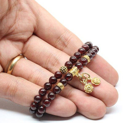 Cặp Vòng Garnet (Ngọc Hồng Lựu) 6mm Mix Charm Ngọc Quý Gemstones VT77