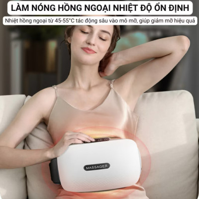 Đai massage, máy massage tan mỡ bụng bi xoay kết hợp chườm nóng thảo dược  cao cấp