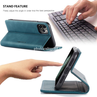 Bao da dạng ví dành cho iPhone 13 Pro Max hiệu caseme chống sốc chống va đập bụi bẩn, có ngăn đựng tiền, đựng thẻ tiện dụng - Hàng chính hãng