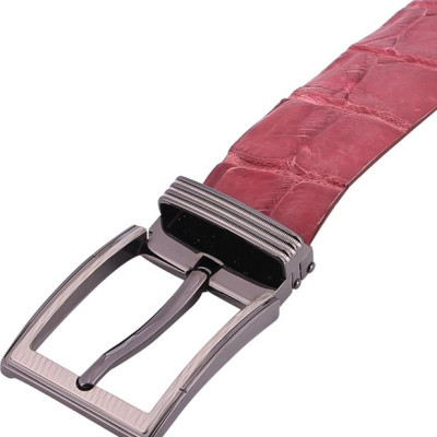 Thắt Lưng Nam Da Cá Sấu Nguyên Con Bụng Bản Lớn Đầu Kim Huy Hoàng HT4780 - Đỏ Đô