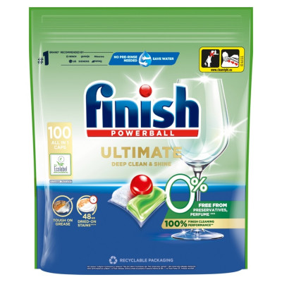 Viên rửa bát Hữu cơ Finish Ultimate Eco 0% 100 viên không mùi chất tẩy rửa- BA LAN