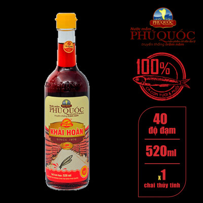 Nước mắm Khải Hoàn Phú Quốc 40 độ đạm 520ml cặp 2 chai