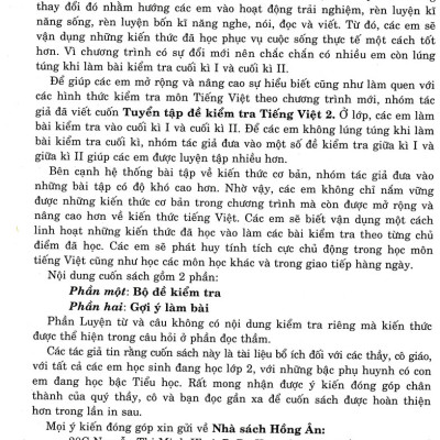 Tuyển Tập Đề Kiểm Tra Tiếng Việt 2 (Theo Chương Trình Giáo Dục Phổ Thông Mới Định Hướng Phát Triển Năng Lực) (HA)