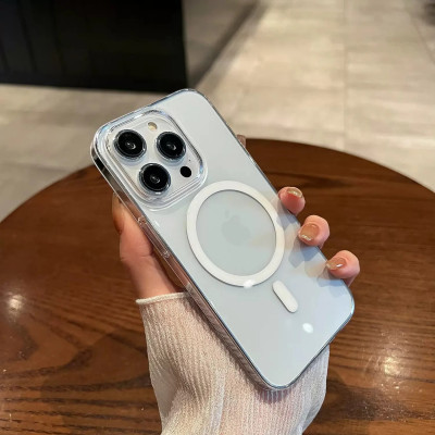 Ốp lưng sạc từ tính nam châm trong suốt cho iPhone 13 / 13 Pro / 13 Pro Max hiệu HOTCASE Magnetic - trang bị đệm khi 4 góc, Viền TPU chống sốc, lưng PC chống ố vàng - Hàng nhập khẩu