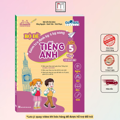Sách - Combo 2 Cuốn Global Success - Bộ Đề Kiểm Tra Định Kỳ 4 Kỹ Năng Lớp 5 - Tập 1 + 2 - Có Đáp Án - Minh Thắng