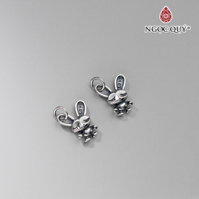 Charm bạc treo hình con thỏ LOVE - Ngọc Quý Gemstones
