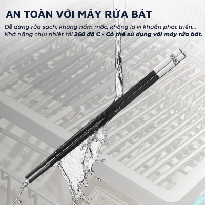 Đũa nhựa PPS sợi thủy tinh DandiHome kết hợp Inox 304 DandiHome cao cấp, chống trượt, chống nấm mốc