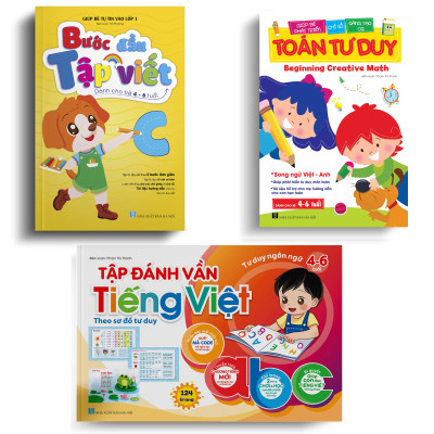 Combo 3 cuốn: Toán Tư duy - Bước đầu Tập viết - Tập đánh vần Tiếng Việt