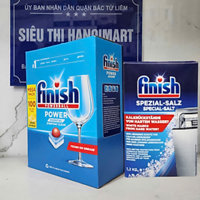 combo viên rửa bát finish 110 viên + muối rửa bát finish 1,5kg dùng cho máy rửa bát