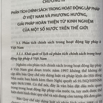Phân tích chính sách trong hoạt động lập pháp của một số nước trên thế giới và kinh nghiệm đối với Việt Nam hiện nay 