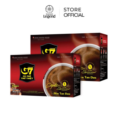 Combo 2 Hộp Cà Phê Hòa Tan G7 Trung Nguyên – G7 Đen – Hộp 15 Gói – Cà Phê Đen Thuần, Không Đường, Vị Mạnh