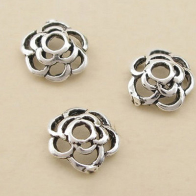 Combo charm bạc chụp hạt họa tiết hoa hồng - Ngọc Quý Gemstones
