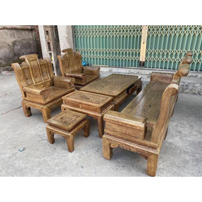 Bộ bàn ghế Âu Á Hộp Cuốn Thư gỗ mun