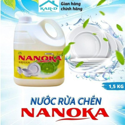 Nước rửa chén, bát hương quế / chanh Nanoka can 1,5L - Hàng Chính Hãng