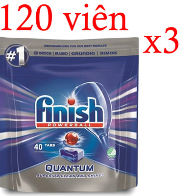Combo 3 gói Viên rửa bát Finish quantum 40 viên dùng cho máy rửa bát (40X3 = 120 viên finish quantum)