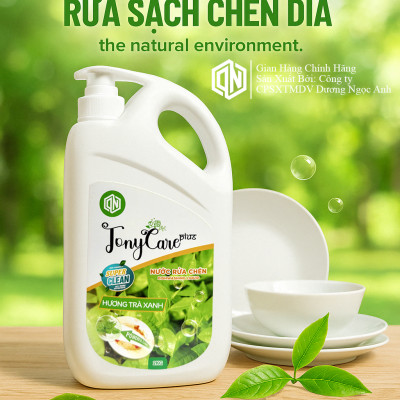 Nước rửa chén Tonycare 2000ml - Hương Trà Xanh – Sạch dầu mỡ, dịu nhẹ da tay, an toàn cho sức khỏe – Chính hãng Tonycare