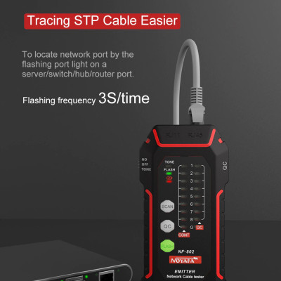 Máy Test Cáp Mạng Noyafa NF-802 Test Cáp Mạng Cat5, Cat6, test POE, QC, NCV, Flash - Hàng Chính Hãng. NOYAFA Wire Tracker RJ11 RJ45 Tester Line Finder, Ethernet LAN Multifunction Anti-Interference Network Cable Tester for Network Maintenance Collation