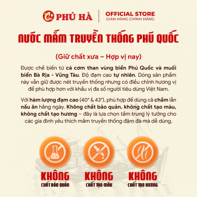 Nước mắm truyền thống Phú Quốc Phú Hà 40 độ đạm - Hộp 6 chai 510ml
