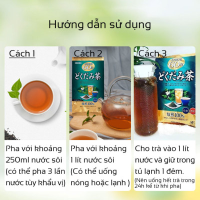Trà diếp cá thanh nhiệt thải độc Orihiro Nhật Bản giảm táo bón, mụn nhọt, làm đẹp da gói 60 túi lọc JN-OR-DC01