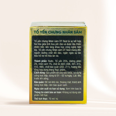 Đặc sản Khánh Hòa - Yến Chưng Đường Phèn Nhân Sâm 70ml (Hũ lẻ) DT NEST/ DT FOOD