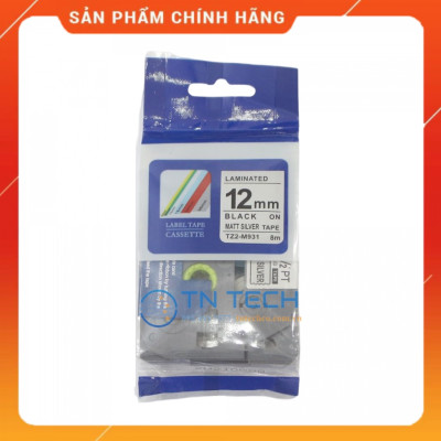 Nhãn In Tz2-M931 - Đen nền bạc 12mm x 8m - Dùng cho máy in BROTHER - AIMO - PUTY [Hàng nhập khẩu]