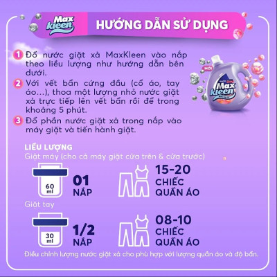 Túi Nước Giặt Xả Maxkleen Hương Nước Hoa Huyền Diệu (3.8kg)