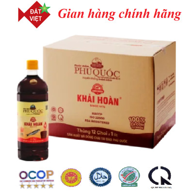 Nước mắm Khải Hoàn Phú Quốc 30-40-43 độ đam thùng 12 chai nhựa 1 lít