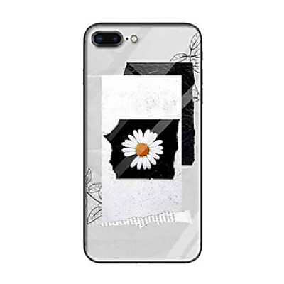 Ốp lưng kính cường lực cho iPhone 7 Plus /8 Plus Nền Hoa Cúc Nền Giấy (3) - Hàng Chính Hãng