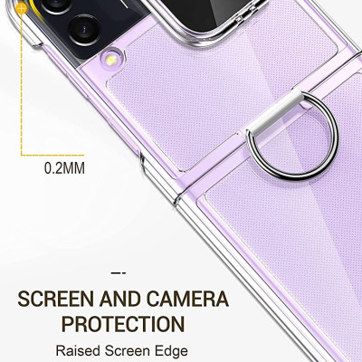 Ốp lưng chống sốc trong suốt kèm iring cho Samsung Galaxy Z Flip 4 hiệu Likgus Cover Ring (chất liệu cao cấp, thiết kế iring chống rơi rớt) - hàng nhập khẩu