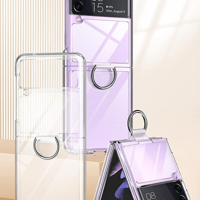 Ốp lưng chống sốc trong suốt kèm iring cho Samsung Galaxy Z Flip 4 hiệu Likgus Cover Ring (chất liệu cao cấp, thiết kế iring chống rơi rớt) - hàng nhập khẩu