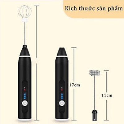 Máy Đánh Trứng, Đánh Sữa Và Tạo Bọt Cafe Cầm Tay Di Động 3 Tốc Độ Sử Dụng Pin Sạc Cao Cấp - Hàng Nhập Khẩu