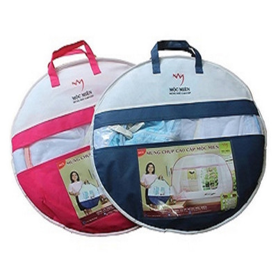 Màn Chụp Cao Cấp Mộc Miên Đỉnh Rộng - Kích Thước 1,6mx2m Hoạ Tiết Trắng Viền Xanh