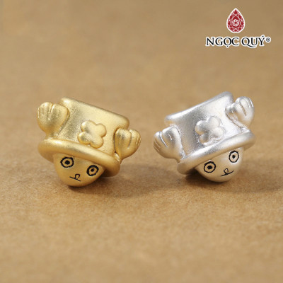 Charm bạc đầu chopper băng mũ rơm  one piece xỏ ngang - Ngọc Quý Gemstones