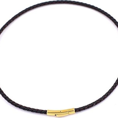 Vòng cổ dây da Phật Bất Động Minh Vương đá Obsidian 5cm - Phật bản mệnh tuổi Dậu