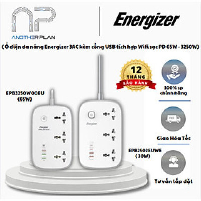[ Hàng Chính Hãng ] Ổ điện đa năng Energizer 3AC  kèm cổng USB tích hợp Wifi sạc PD 65W chịu tải 3250W