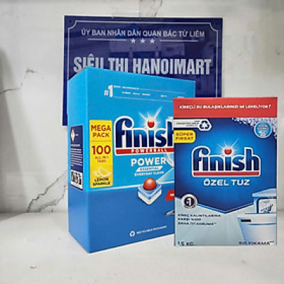 Combo 110 viên Finish +1.5kg muối rửa bát dùng cho máy rửa bát chén + Tặng 3 viên Finish