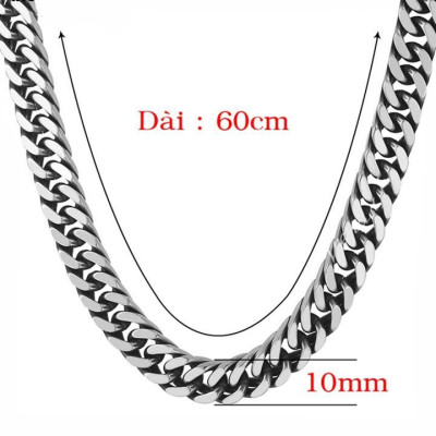 Dây chuyền nam titan cao cấp thời trang rẻ inox thép không gỉ kiểu lặc đôi trangsucpt 10mm PTDCNA188