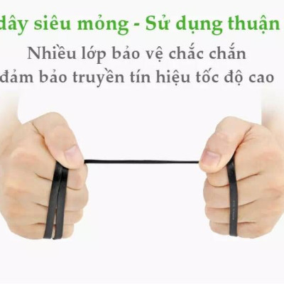 Ugreen UG11235NW104TK 1M màu Đen Cáp mạng LAN CAT6 UPT cáp dẹp - HÀNG CHÍNH HÃNG