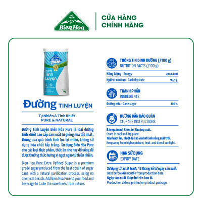 Combo 3 Túi Ðường Tinh Luyện Biên Hòa Pure 1kg/túi
