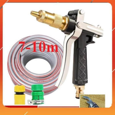 ️Evoucher Bộ dây vòi xịt nước rửa xe, tưới cây đa năng, tăng áp 3 lần, loại 7m, 10m 206236 đầu đồng, cút, + mở chai