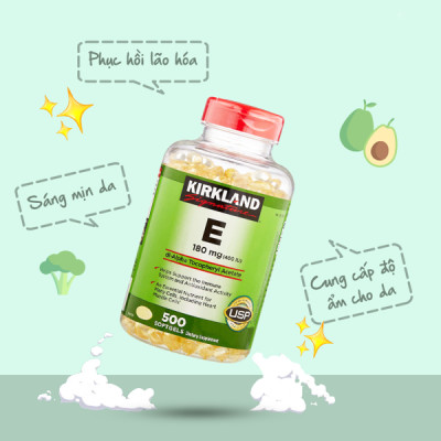 Vitamin E Mỹ Kirkland Signature Hỗ trợ hệ thống tim mạch khỏe mạnh, giúp làm đẹp da, mượt tóc và làm chậm quá trình lão hóa - OZ Slim Store
