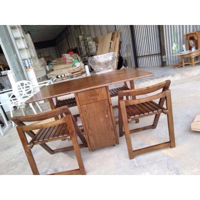Bộ bàn ăn thông minh Gỗ Sồi Nga 100% ko pha gỗ tạp