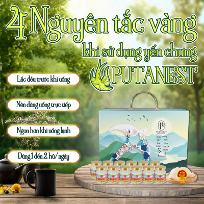 Yến chưng Kids PUTANEST hộp quà tặng cao cấp 12 hũ 70ml tăng đề kháng ăn ngủ ngon bé khỏe mạnh