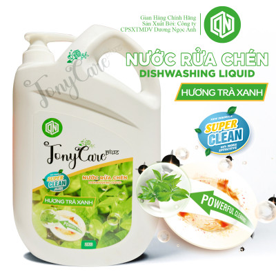 Nước rửa chén Tonycare 2000ml - Hương Trà Xanh – Sạch dầu mỡ, dịu nhẹ da tay, an toàn cho sức khỏe – Chính hãng Tonycare