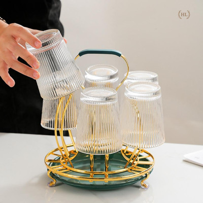 ÚP CỐC TRÒN CÓ KHAY HỨNG  | GIÁ ÚP LY CỐC SƠN TĨNH ĐIỆN KÈM KHAY HỨNG TRÒN HOME LUXURY DECOR PHONG CÁCH VINTAGE 2022 NEW