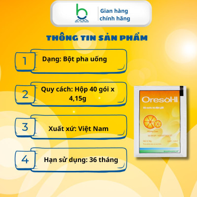 Bột Pha ORESOL-II Bù Nước Và Điện Giải Phù Hợp Với Người Chơi Thể Thao, Lao Động Nặng - 40 gói