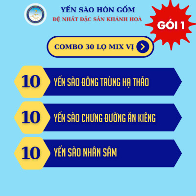 [Combo 30 Hũ] Tổ Yến Chưng Cao Cấp Mix Vị - Yến Sào Hòn Gốm Chính Hiệu Khánh Hoà - HGK NEST