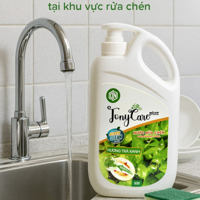 Nước rửa chén Tonycare 2000ml - Hương Trà Xanh – Sạch dầu mỡ, dịu nhẹ da tay, an toàn cho sức khỏe – Chính hãng Tonycare
