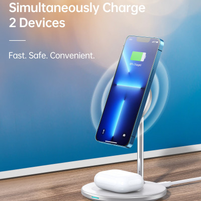 Đế sạc Choetech T581-F không dây 2in 1 dùng cho i-p và Air-pods (hàng chính hãng)